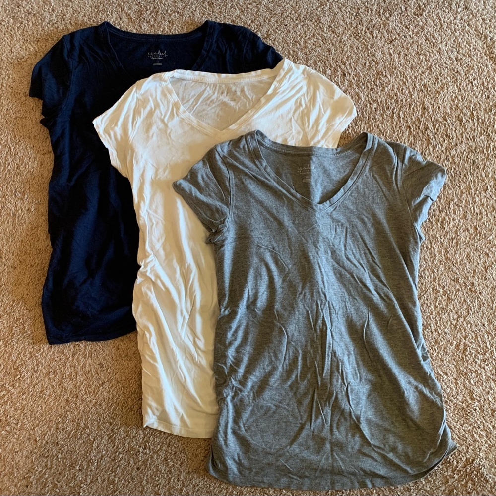 Isabel maternity. (target) Bundle of 3. Navy, white, grey. Shirted sides.
